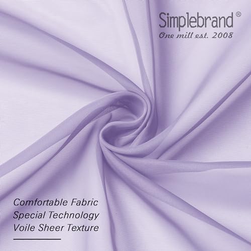 Image of Simplebrand Lavender Sheer Curtains 84 Inches Long, Light Filtering Rod Pocket Solid Color Window Sheer Curtain Panels, Elegant Curtains & Drapes for Living Room, Bedroom 2 Panels (42 inch W x 84 inch L)