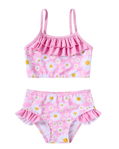 Image of Little Girls Two Piece Mermaid Bikini Set Ruffle Adjustable Summer Beach Bathing Swimsuit 3-7 Years for Kids