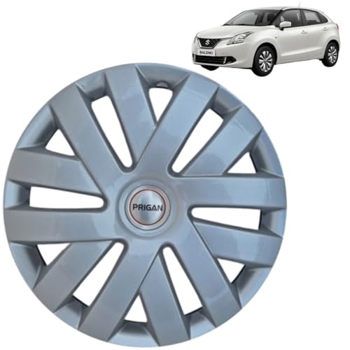 Image of Prigan Wheel Cover for BALENO 15 Inch Silver Wheel Cap (Available in 15 Inch) (Set of 4 Pcs) (Press Fitting) Model- Polo Silver-15