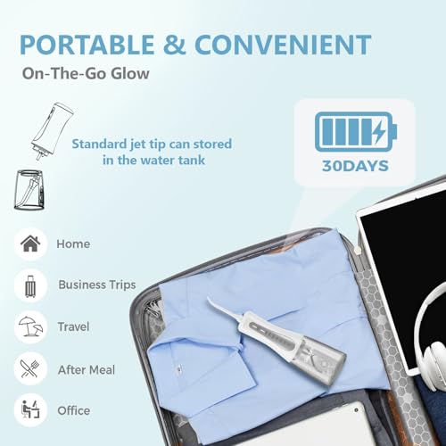 Image of 2026 New 350ML Water Flosser with Drainage & Storage Stand, Keeps Dry & Clean, 5 Modes, 360Nozzle, Cordless Rechargeable, IPX7 Waterproof, Portable for Home & Travel (White)