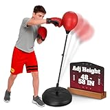Punching Bag with Stand – 58 Inch Reflex Bag Boxing Set, Adjustable Height, Includes Gloves & Pump | Boxing Equipment - Active Builds Focus & Coordination | Great as Gifts