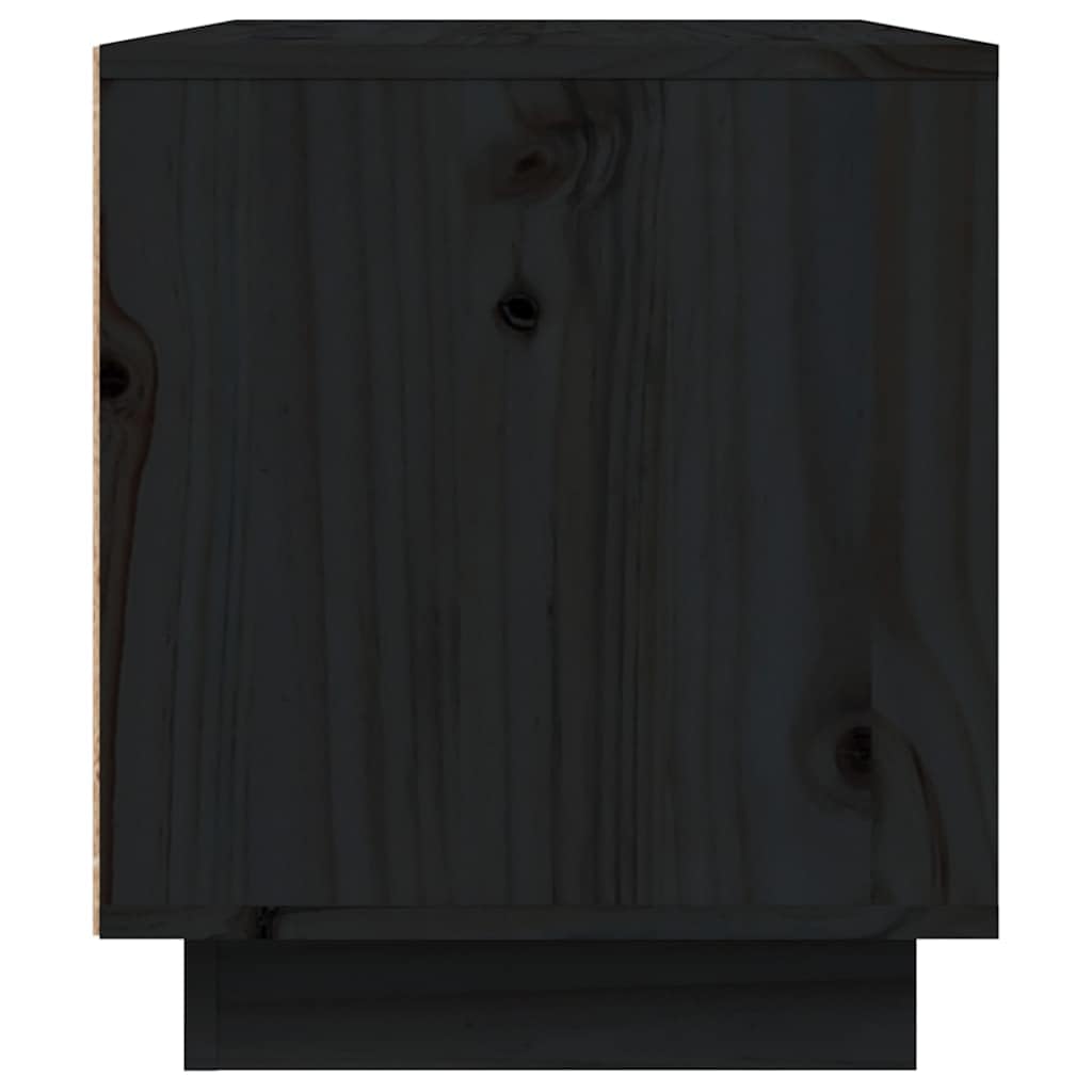 Mobile Porta TV Nero 80x35x40,5 cm in Legno Massello di Pino | Pratico mobiletto per soggiorno con ripiani aperti per console e decoder, design moderno e salvaspazio.