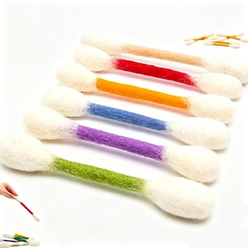 HFTRKE 6 PCS Swabs Cat Toys with Catnip Cat Qtip Toy Cotton Swabs Cat Toys with Catnip Durable for Chew Interactive Kitty Kick Sticks for Cat Lovers Gift Sturdy Teething Chew Toy (Colorful)