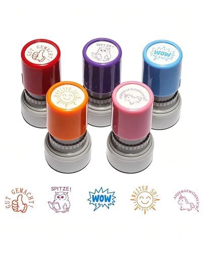 5Stück Stempel Lehrerstempel Set Selbstfärbender Motivationsstempel Lehrerstempel für schnelle Hausaufgabenkorrektur ideal für Lehrer Eltern und Schüler Mehrfarbig