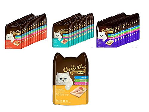 DogsnCats Bellotta Premium Wet Food for Cats and Kittens, Tuna & Salmon x 12 + Tuna x 12 + Mackerel x 12 + Tuna with Chicken x 12 (Pack of 48) (B08D7D2PJV) Amazon Price History, Amazon Price Tracker