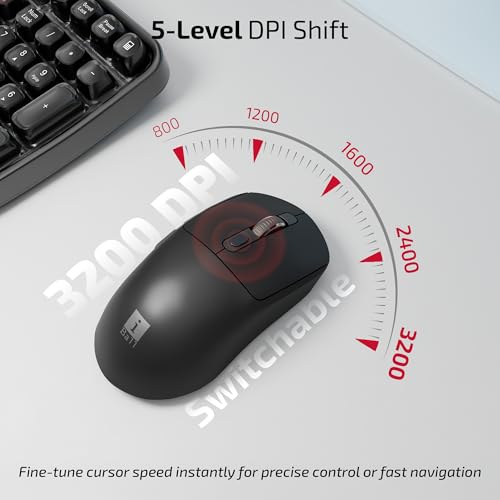 Image of iBall GLIDR S200 Wireless Office Mouse with Software, Very Light Weight, Tri Mode (2.4GHz, BT, Wired), 5-Level Up to 3200 DPI, 6 Buttons, Type C Built-in Battery, Auto Sleep, High Precision (Black)