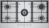 Bosch PCR9A5I90 Serie 6, Piano cottura a gas, FlameSelect, Manopole magnetiche rimovibili, WOK, griglie in ghisa, Acciaio, 90 cm