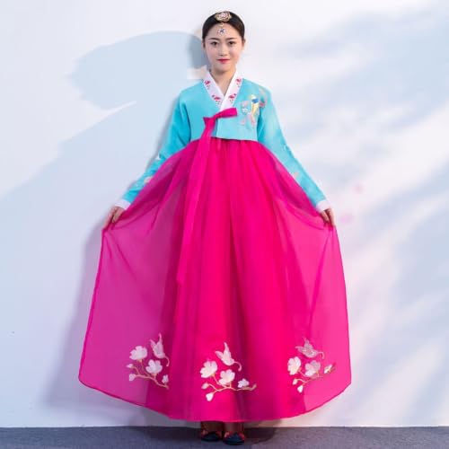 Hanbok coreano tradicional con bordado floral premium 6
