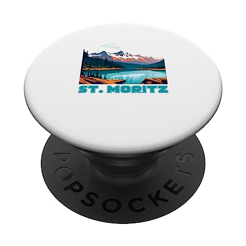 St. Moritz Souvenir Apparel - Retro Vintage St. Moritz PopSockets Swappable PopGrip, Black