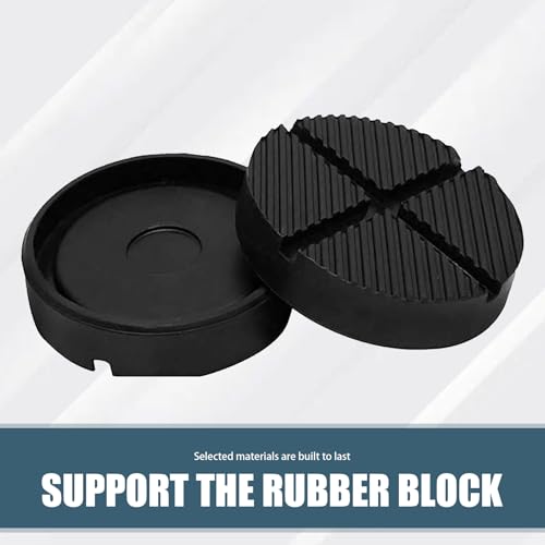 Image of 1 PC Car Floor Jack Support Rubber Block, 4.92 inch Diameter Jack Pad Adapter, Cross Slotted Puck Pinch Weld Side Frame Rail Protector, Universal for Most Cars (Black)