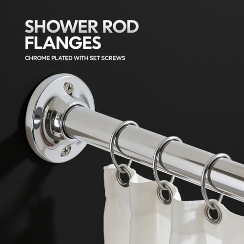 Image of HIGHCRAFT Shower Curtain Rod Flange, Screws Included, Chrome Plated Steel