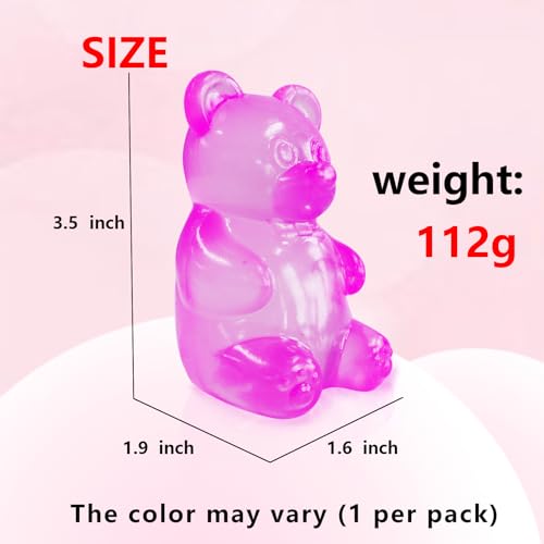 5PCS Gummy Bear Stress Toys |Sugar Filled Bear Squishy Toys|Gel Ultra Squishies High Density Squeeze Balls |Classroom Prize Party Favors Toys Tall 3.5 Inches Colors May Vary - Image 3