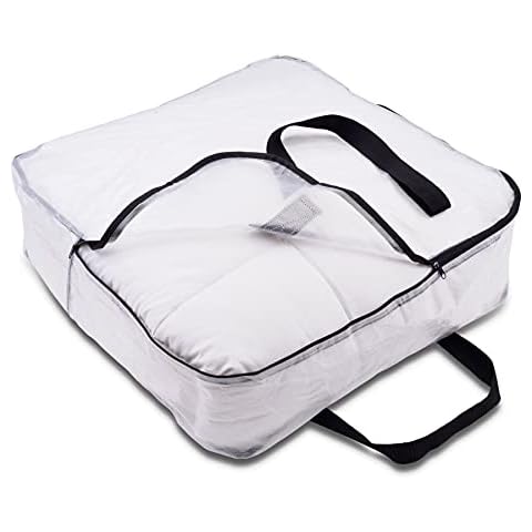 ZENPAC 23.5x7.5x23.5 4 Set Large Storage Bags, Clear Plastic Under Bed Storage Totes for Clothes, Comforter, Blanket, Bedding, Pillow, Quilt, Bulk Cover