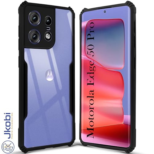 Image of Jkobi Back Cover Case for Motorola Moto Edge 50 Pro (Shockproof with Polycarbonate Clear Panel | Professional Black)