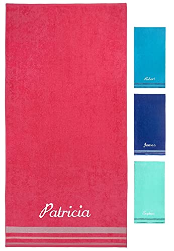 BEN KAUFMAN SALES CO Personalized 35 x 70 Inch Beach Towel Oversized- Custom Embroidered Name (Coral)