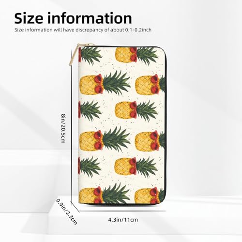 Leather Thin Slim Wallets for Women Men - Fashion Cute Pineapple Print Card Wallet Holder with Zipper2
