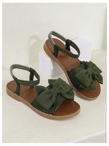 Image of GORGLITTER Women's Bow Flat Sandals 2026 Dressy Cute Ankle Strap Slides | Summer Shoes for Women 2026, Slip On Open Toe Flats, Slingback Slides, Vacation Dress Sandals