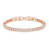 Ausgezeichnete Qualität: Schimmernde Elemente ergeben im Zusammenspiel mit dem rhodinierten Design ein 17.5 cm langes, feminines Armband, welches sich durch seinen edlen Schiebeverschluss auszeichnet