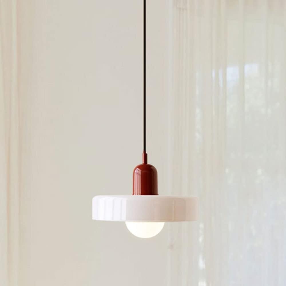 Lustre en verre moderne blanc luminaire suspendu minimaliste 18x2cm