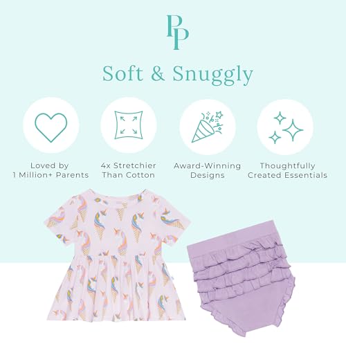 Posh Peanut Two Piece Set - Short Sleeve Peplum Top & Shorts Set - Breathable Viscose from Bamboo Baby Girl Outfits3