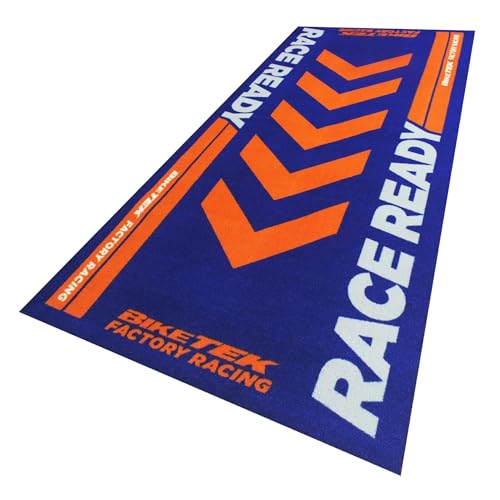 Biketek Alfombra de garaje Race Ready azul naranja para paddock de moto
