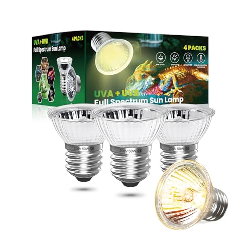 CucuGo 50W E27 Lampe tortue terrestre UVA UVB Chauffante Dimmable ampoule terrarium blanc chaud 2700K lampe tortue UVA UVB ampoule solaire à spectre complet...