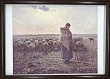 ジャン=フランソワ・ミレー 羊飼いの少女 A4 ポスター 輸送用 額付き ホビー おもちゃ 名画 グッズ