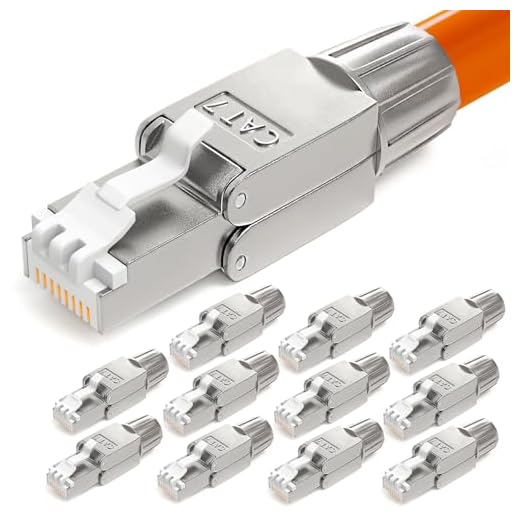 hb-digital 12x Conector RJ45 CAT 7 sin Herramientas Para Cable de Red Ethernet LSA compatible con CAT 6a CAT 6 CAT 5e 10 Gbps 600 MHz para Cable de Instalación LAN DSL Carcasa Metálica