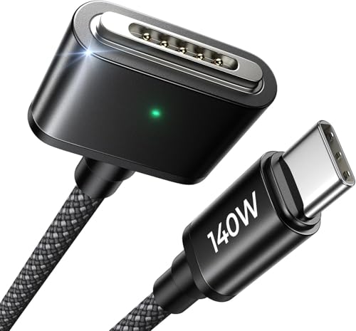 Image of LISEN USB-C to Magnetic 3 Cable (3.3FT /Black) for M4 MacBook Air Pro Charger, 140W Magnetic Safe 3 Cable for MacBook Air (15'' /13'' M4 2025, M3 2024, M2 2023, M2 2022), Pro (16 inch /14 inch 2024 /2023 /2021)