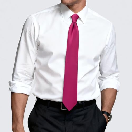 Image of Hi-Tie Men's Extra Long Solid Satin Tie Set 63 Inch /70 Inch Formal Necktie