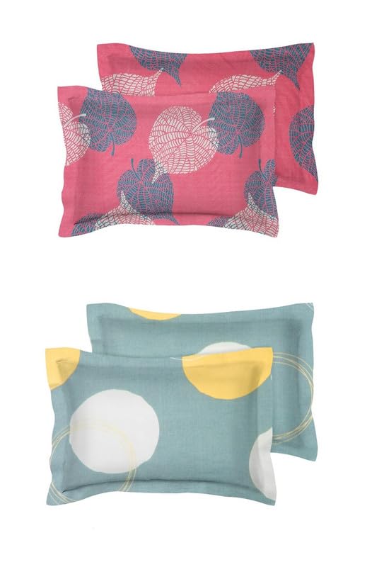 Image of BSB HOME Present Designer Printed 4 Piece 100% Pure Cotton Pillow Cover Set- 20 inch X30 inch Inches, (Multicolor,Pink & Grey)