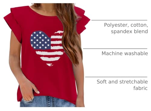 Image of Arshiner 4th of July Shirt for Girl Patriotic American Flag Ruffle Short Sleeves Shirts Tops Tee Blouse