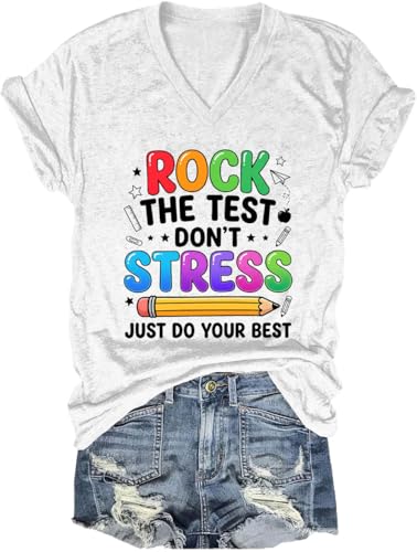 Rock The Test Don't Stress Shirt Rock The Test Don't Stress Just Do Your Best T-Shirt Testing Shirts for Teachers