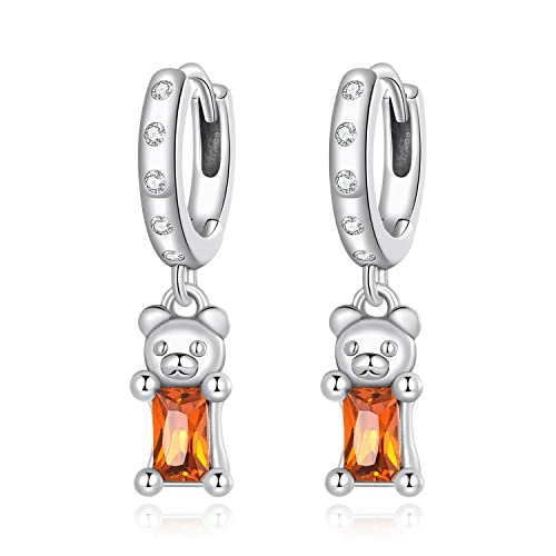 Boucles d'oreilles ours orange en argent 925, l'excellence du zircon précieux