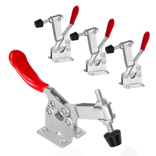 Image of Homdum 4Pcs Toggle Clamp Hold Down Clips 220Lbs Holding Capacity Antislip Horizontal Quick Release Toggle Clamp for Woodworking Jigs and Fixtures, Welding, Drill Press, Crosscut Sled