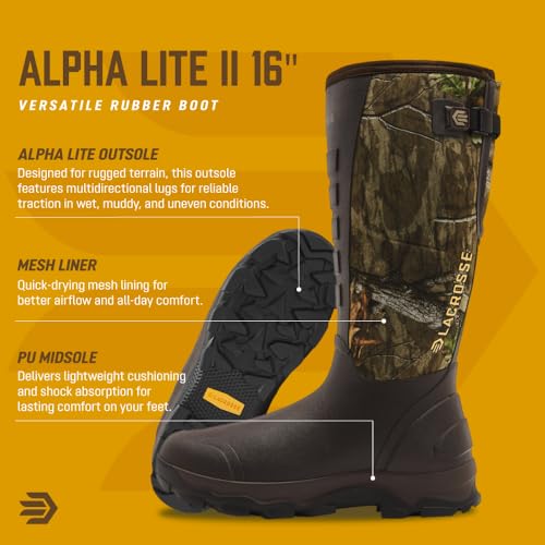 LaCrosse Alpha Lite II 16" Men's Waterproof Insulated Hunting Boots - Durable, Lightweight Outdoor Footwear for Harsh Weather3