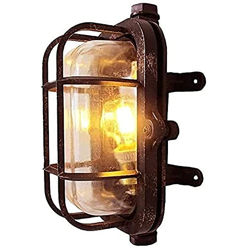 Applique murale industrielle E27 rustique en aluminium et verre ovale