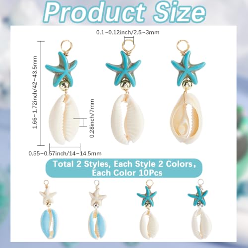 Breloques coquillage en turquoise pour fabrication de bijoux d'été