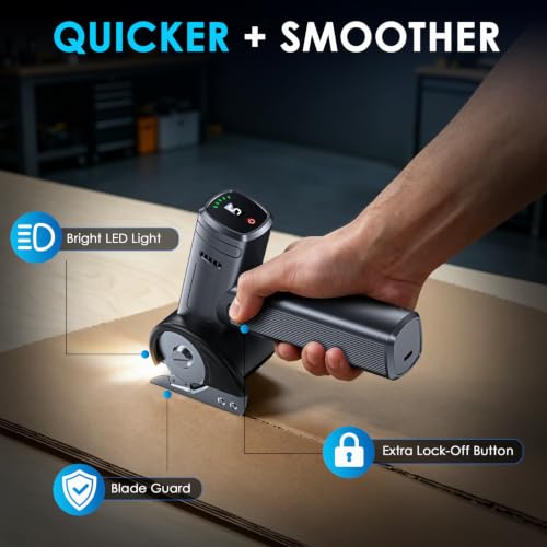 Cordless Electric Scissors Rechargeable, Smart Display Cardboard Box Cutter - image 5