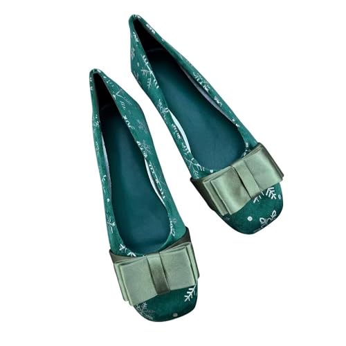 ChaiRong Zhou Christmas Shoes Plaid Snowflake Flat Ballet Flats Comfortable Slip On Loafers