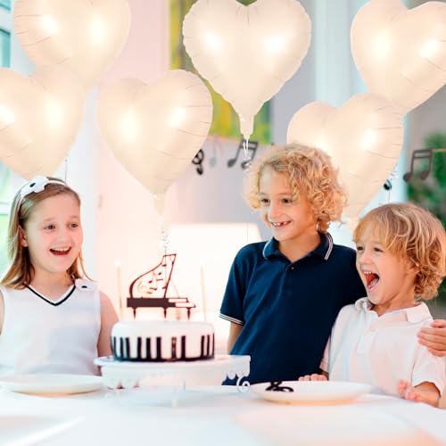 Image of 12 Pcs Beige Heart Balloons,18 Inch Heart Foil Balloons Love Balloon Valentine Balloon for Birthday Party Wedding Engagement Party Baby Shower Valentine Day Decorations
