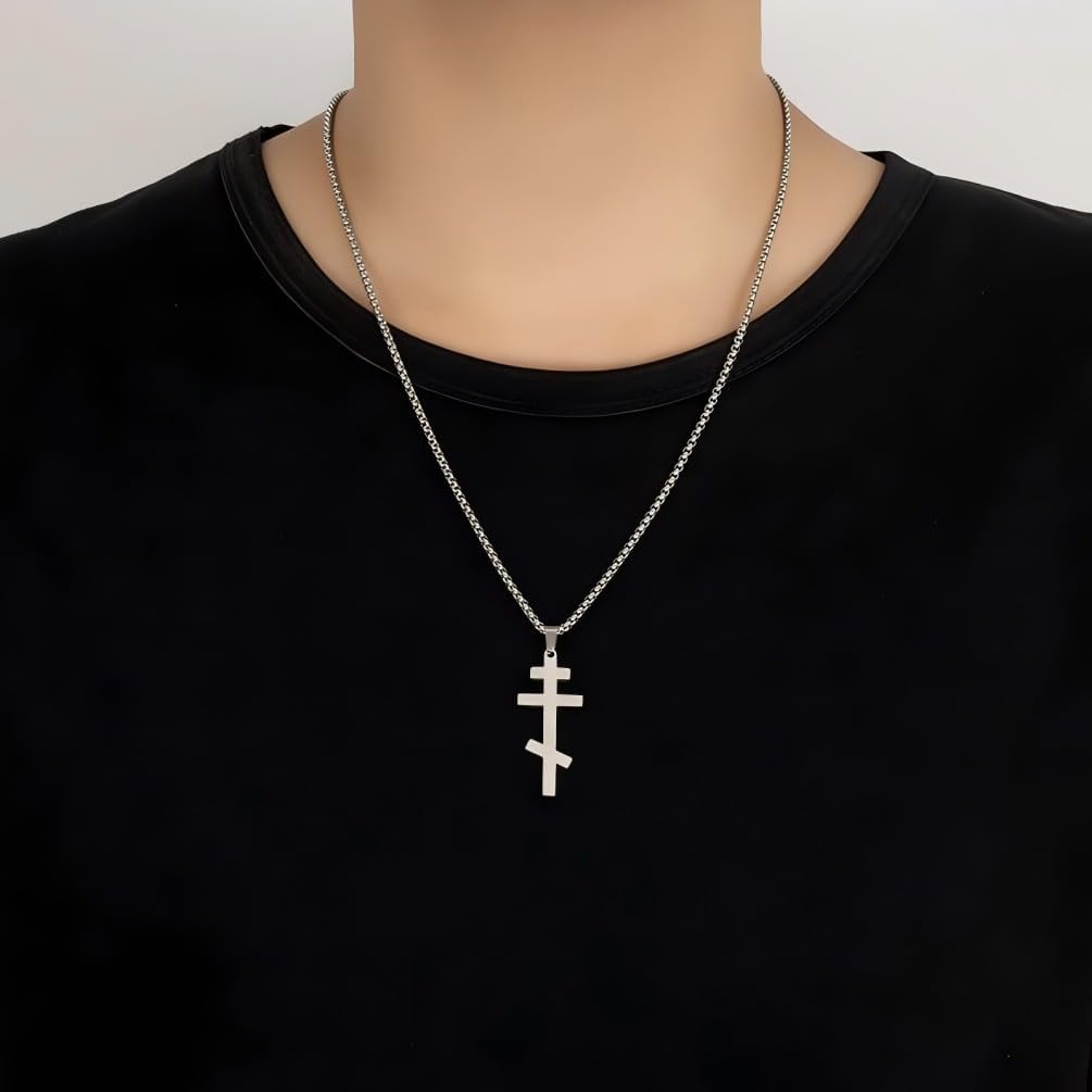 Stainless Steel Cross Necklace, Orthodox, Titanium Steel Pendant, Glossy, for Men and Women, Retro Style, Baptist Gifts - Image 5