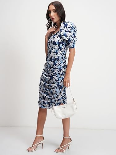 Image of Tokyo Talkies Women's Dresses for Women | Floral Print | Short Smocked Dress | Puff Sleeves | Elegant & Trendy
