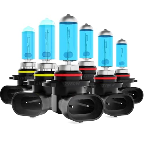 Image of Headlight Bulbs Fit For Toyota Camry 2000-2006, 9005 9006 High Low Beam 9006 Fog Lights Combo, Super Bright 5500K White Light High Performance Halogen Light Bulbs, 6PCS
