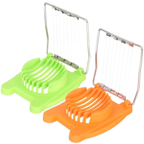 BESPORTBLE 4 Pieces Multifunctional Egg Slicer and Food Slicer Set, DIY Cooking Tool for Home Kitchen, Green and Orange Handheld Egg Cutter for Slicing and Segmenting