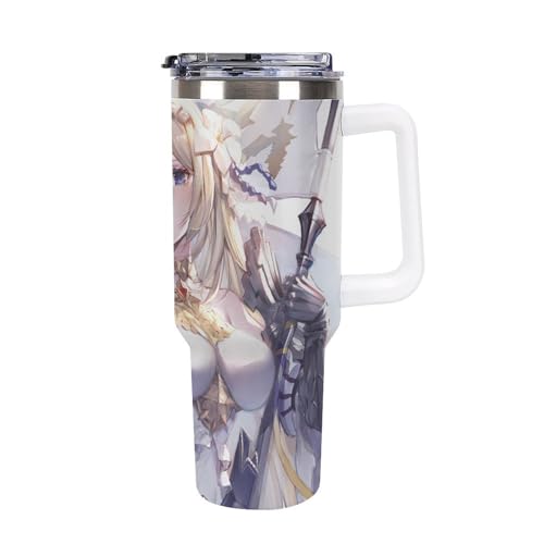 タンブラー ジャンヌダルク 神撃のバハムート グラブル 水筒 40OZ 真空断熱 保温保冷 ステンレスマグボトル 結露しない ストロー付き/直飲み可能 洗いやすい ハンドル付き 車内用 アウトドア キャンプ 大容量