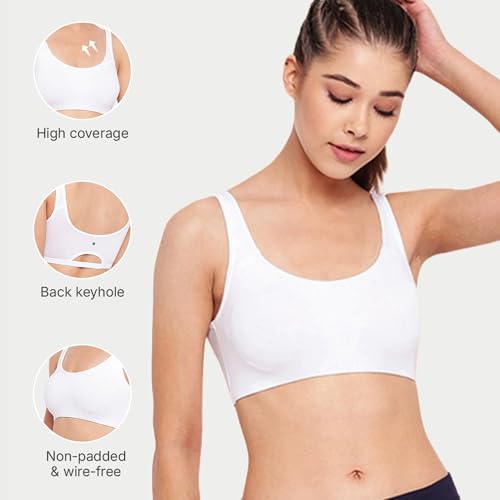 Image of Enamor Low Impact Women's Cotton Easy Everyday Bra - All Day Comfort Non Padded, Wirefree, High Coverage - SB06