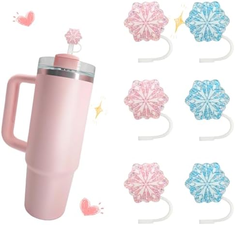 6pcs YKL Snowflakes Stanley Cup Straw Cover Stanley Straw Topper Cup Accessories Cup 40 Oz