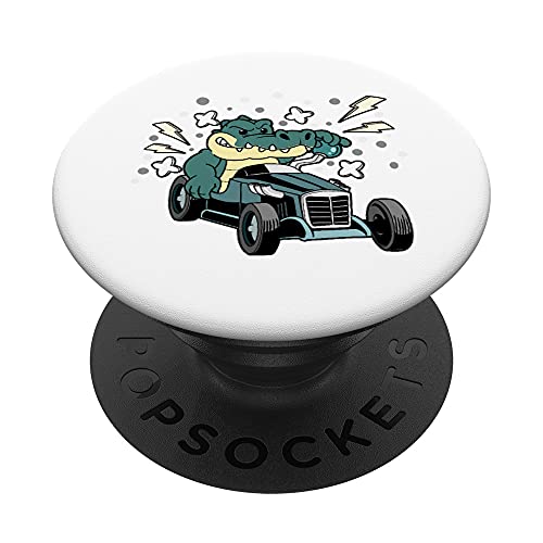 Lustiges Krokodil Rennen Auto Rennwagen Alligator Rennauto PopSockets mit austauschbarem PopGrip