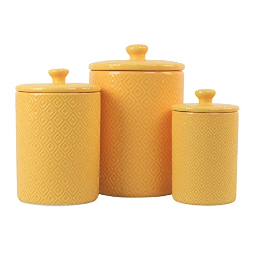 Image of 10 Strawberry Street CAN Yell Kitchen Canister Set, Set of 3, Diamond Yellow